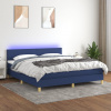 vidaXL Posteľ boxsping s matracom a LED modrá 160x200 cm látka - Modrá - 117661-64359