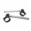 ACCOSSATO Aluminium-forged clip-ons ACCOSSATO CP003 with metal clamp composed of 2 half-rings 10 degrees inclination, silver