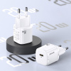 20W napájací adaptér EÚ / nabíjačka USAMS - mini dizajn - USB-C pre Apple iPhone / iPad - biela