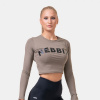 NEBBIA Dámske tričko Crop Top Sporty Hero Long Sleeves Mocha M