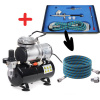Airbrush set: Kompresor AS-186 a pištoľ BD-130K 0,2+0,3+0,5mm + hadica (Airbrush FENGDA BD-130 s tromi ihlami a tryskami a hadicou + Kompresor FENGDA AS-186)