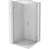 Mexen Exo, asymetrický sprchový kút s posuvnými dverami 80 x 80 cm, 6mm číre sklo, chrómový profil, 8132-080-080-01-00