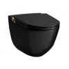 Laufen Cleanet Riva - Elektronický bidet s keramikou, závesný, Rimless, SoftClose, lesklá čierna/leštené zlato H8206910220001