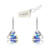 Strieborné náušnice Triangle - Swarovski elements dúhové Crystal AB 12mm
