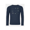 ORTOVOX Pánske tričko 185 MERINO BRAND OUTLINE LONG SLEEVE deep ocean - modré Veľkosť: XL
