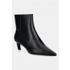 Kožené členkové topánky Calvin Klein ESS KITTEN HEEL ANKLE BOOT čierna farba, na vysokom podpätku, HW0HW02586 EUR 40