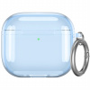 AppleKing transparentný obal s karabínou pre AirPods 4 - modrý - možnosť vrátiť tovar ZADARMO do 30tich dní