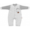 Baby Nellys Bavlnený overal bez šlapiek Monkey - sv. sivý melírek, veľ. 74, 74 (6-9m)