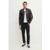 Kožená bunda bomber Alpha Industries MA-1 Leather pánska, čierna farba, prechodná, 156141