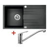 Granitový drez s batériou RAPID 780 XC 435 x 780 mm granit čierny G3730XC + batéria Pronto
