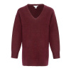Miso V Neck Loose Stripe Sweater Dress Women Burgundy 10 (S)