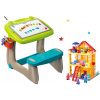 Set lavica na kreslenie a magnetky Little Pupils Desk Smoby s obojstrannou tabuľou a stavebnica Peppa Pig v domčeku 107 dielov