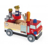 Drevené auto a stavebnica Hasiči DIY Fire Truck BricoKids Janod 45 dielov J06469