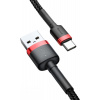 Baseus CATKLF-C91 Cafule, odolný nylonový USB / USB-C QC3.0 2A, 2m, černo-červený