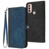 Peňaženkové kožené puzdro Side Buckle Double na Motorola Moto E20 / E30 / E40 - Royal Blue