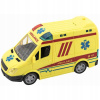 Teddies Auto ambulancie plast 20cm na zotrvačník na batérie so zvukom sa svetlom v krabici 26x15x12cm