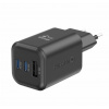 Swissten sieťový adaptér GaN 2x USB-C 65W PD + 1x USB-A 18W QC čierny 22071410
