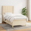 vidaXL Posteľný rám boxspring s matracom krémový 90x190 cm látka - Krémová - 55379-10418