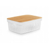 BIELY PLASTOVÝ KONTAJNER S BAMBUSOVÝM VIEČKOM 36 X 26 X 14 CM
