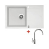 Granitový drez s batériou LINEA 780 XC 480 x 780 mm biela matná G4228XC + batéria Vitalia