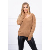 Dámsky sveter s výstrihom 2019-33 kamel