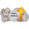Dekorácia MagicHome, Anjel s krížom, polyresin, na hrob, solar, 20,5x11x11 cm,