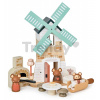 Drevený veterný mlyn Penny Windmill Tender Leaf Toys s pecou na pečenie chleba a 3 figúrky myšiek