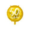 PartyDeco Fóliový balón 50 th birthday zlatý 45 cm