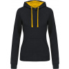 KARIBAN VINTAGE K465 / Dámska mikina s kontrastnou kapucňou - black/yellow M