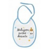 Baby Nellys Nepremokavý podbradník Milujem nočné desiate, 24 x 27 cm, kluk- biela/modrá