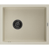 Mexen Pedro granitový drez 1-komorový 560 x 460 mm, béžový, sifón čierny - 6508561000-69-B