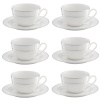 AMBITION Aura Silver 220 ml 6 ks - porcelánové šálky na kávu a čaj so spodkami