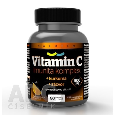 Salutem Pharma s.r.o. Vitamín C 500 mg Imunita komplex SALUTEM cmúľacie tablety s kurkumou a zázvorom, pomarančová príchuť 1x60 ks