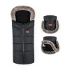 PETITEMARS PETITE&MARS Set zimný fusak Arctic 4v1 + rukavice na kočík Furry Forever Black