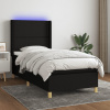 Box spring postel s matrací a LED černá 90x200 cm textil Černý 3138767