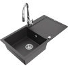 Mexen Leo, 1-komorový granitový drez 900x500x190 mm a drezová batéria Savita, čierna škvrtnitá, 6501-76-672601-00