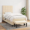 vidaXL Posteľný rám boxspring s matracom krémový 90x190 cm látka - Krémová - 116393-63644