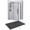 Sprchový kút - Minerálna sprchová vanička Čierna sprchovacia kabína 80x100 (Sprchový kút - Minerálna sprchová vanička Čierna sprchovacia kabína 80x100)