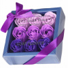 Umelé mydlové ruže kvety 9 ks darčekové dekoratívne fialové flower box