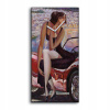 Hodiny na plátne 30x60cm retro auto žena psa (Hodiny na plátne 30x60cm retro auto žena psa)