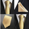 Pánsky hodvábny kravatový set - kravata + vreckovka v žltej farbe