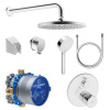 HANSA Home sprchový systém pod omietku s termostatom, horná sprcha 200 x 200 mm, ručná sprcha 3jet, chróm, 89940000
