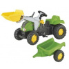 ROLLY TOYS Šlapací zelený traktor s čelním nakladačem a přívěsem