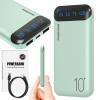 POWER BANK Zelená 10000 mAh 2xUSB 24A USB C pre Huawei iPhone Samsung