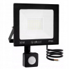 LED reflektor 30 W čierny s pohybovým senzorom IP66 studená biela 2400 lm