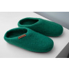 Vlnené papuče - koža - zelené