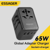 Essager cestovný adaptér pre EÚ, UK a USA/AUS, 3xUSB-C, 2xUSB, GaN, PD 65W