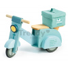 Drevené odrážadlo Donáška jedla Delivery Scooter Tender Leaf Toys s gumenými kolesami a plátená taška od 24 mes