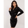 Dámske čierne trblietavé koktejlové šaty s riasením DHJ-SK-20003.85-black ONE SIZE