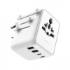 Cestovný adaptér FIXED Voyager, 70W pre EÚ, UK a USA/AUS, 3xUSB-C a 2xUSB, GaN (FIXCT70-3C2A-WH) biely